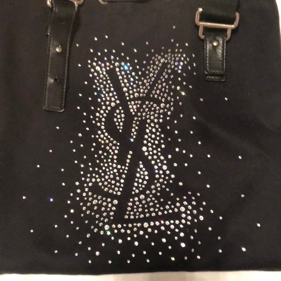 Authentic YSL swarovski black handbag tote - Picture 8 of 8